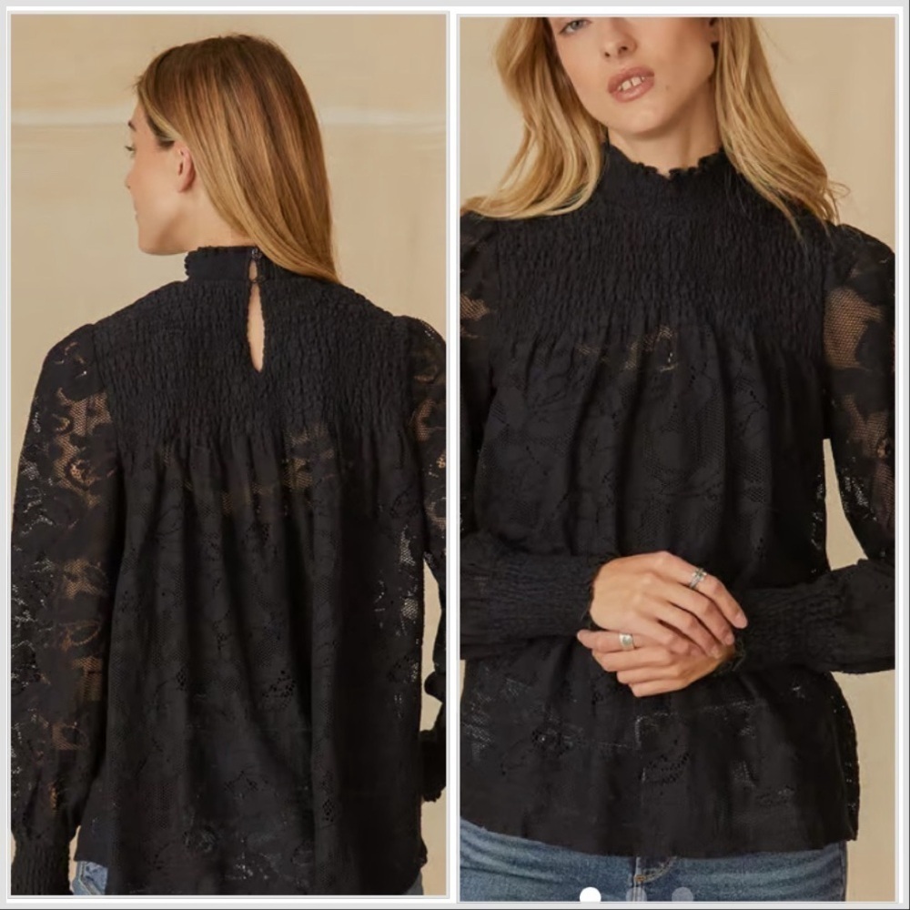 Sundance Dorina Lace top Long Sleeve women’s medium.